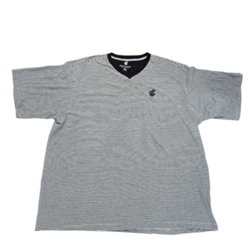 Rocawear Men's Polo Shirt Black‎ White Striped 4XB Cotton Blend V-Neck